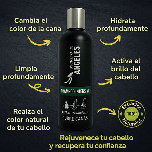 SECRETO DE ANGELES® | SHAMPOO CUBRE CANAS NATURAL + ENVIO GRATIS
