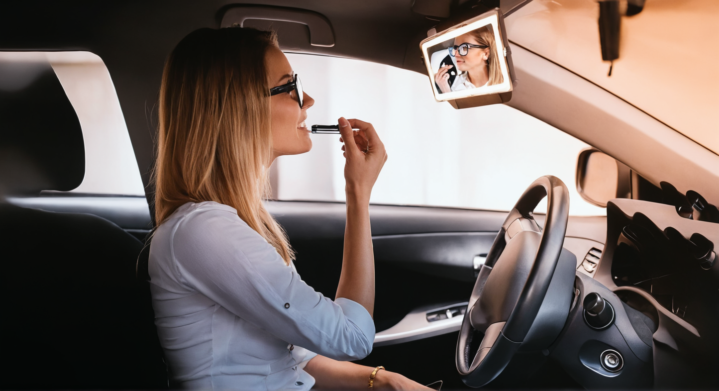 Espejo LED para Auto-Belleza en Movimiento