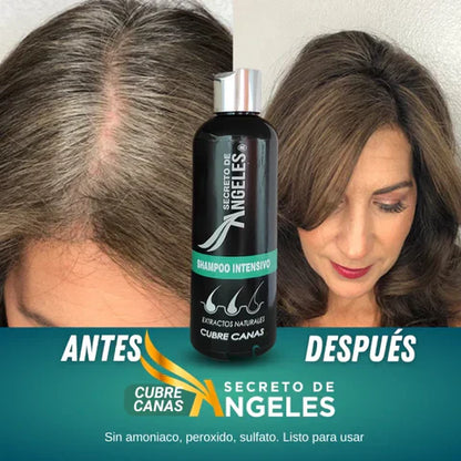 SECRETO DE ANGELES® | SHAMPOO CUBRE CANAS NATURAL + ENVIO GRATIS