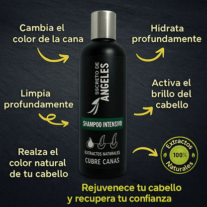SECRETO DE ANGELES® | SHAMPOO CUBRE CANAS NATURAL + ENVIO GRATIS